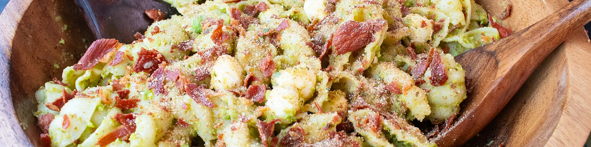 Pesto Pea Pasta Salad with Prosciutto