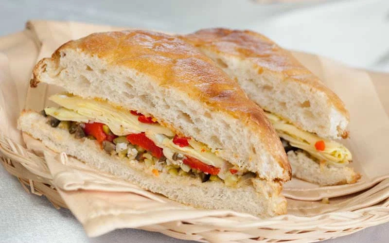 MEATLESS MUFFULETTA SANDWICH