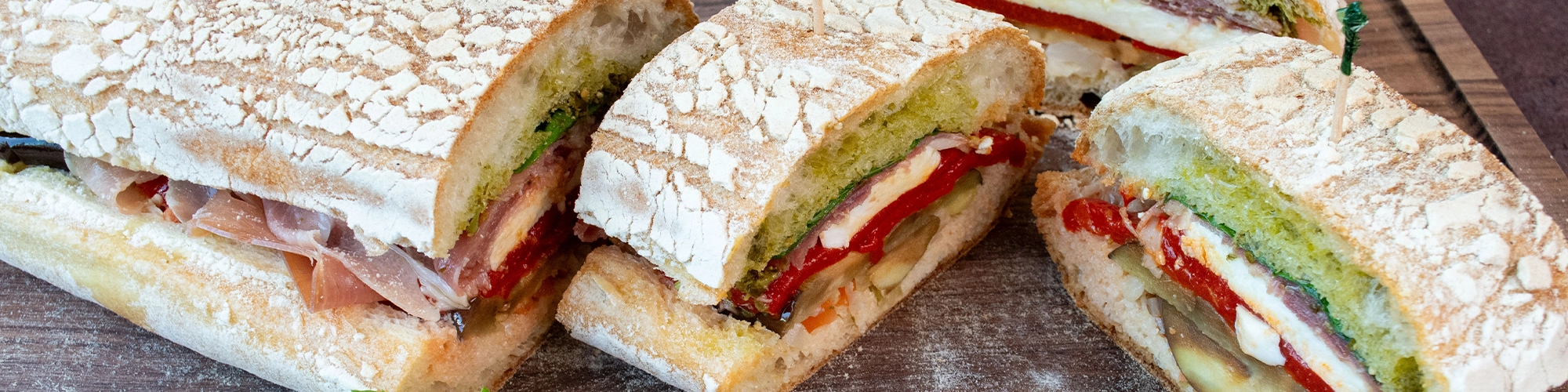 Grilled Eggplant, Prosciutto & Roasted Red Pepper Panini