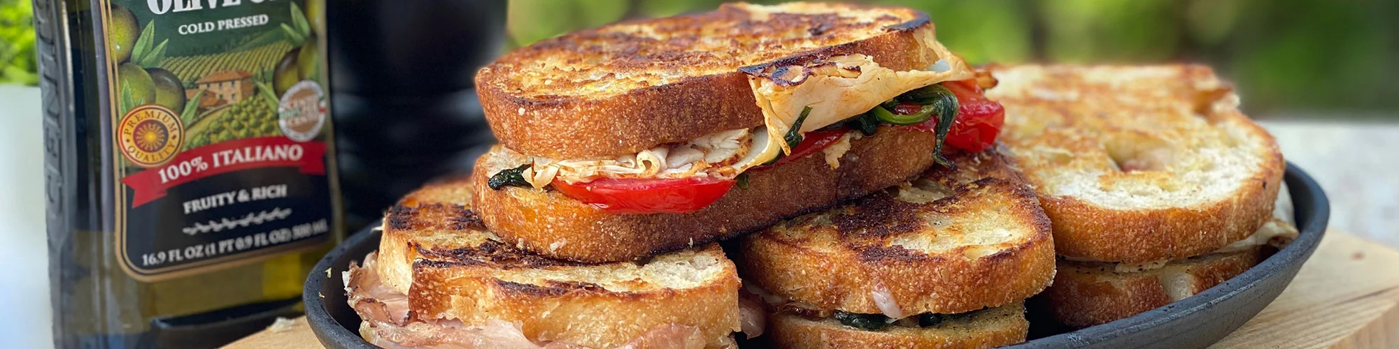 Pesto Turkey Panini with Roasted Peppers