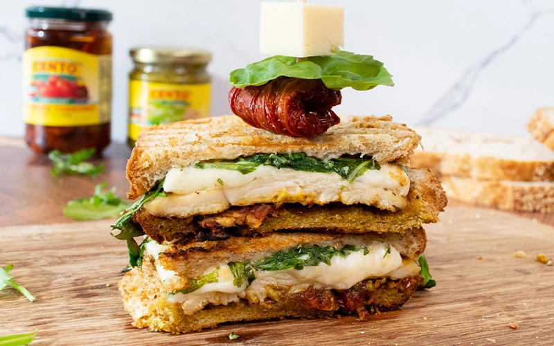 SUN DRIED TOMATO PESTO CHICKEN PANINI