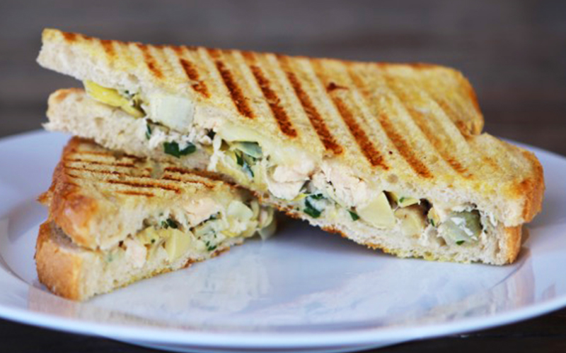 TUNA, ARTICHOKE AND MUSHROOM PANINI