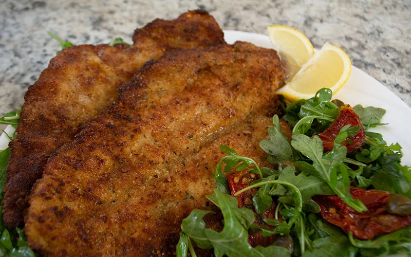 FRIED FISH WITH SALAD