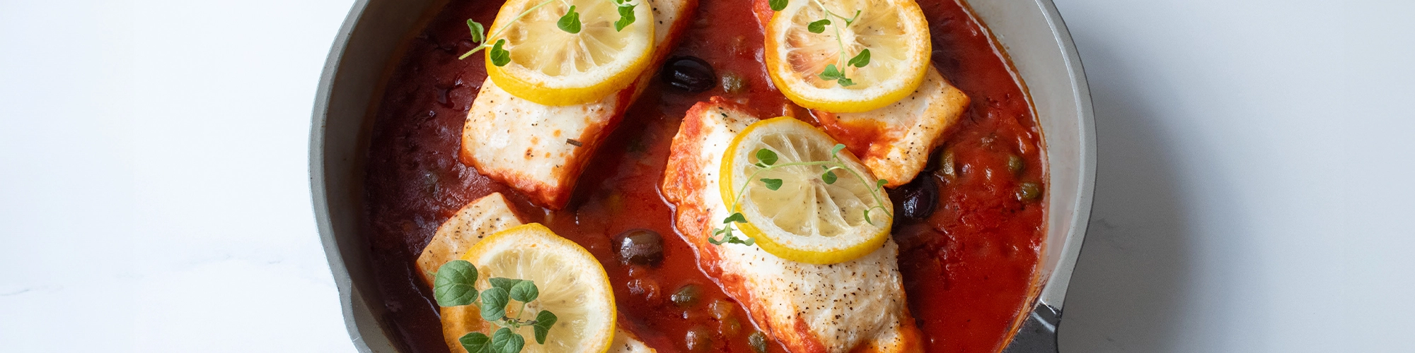 One Pan Halibut Puttanesca