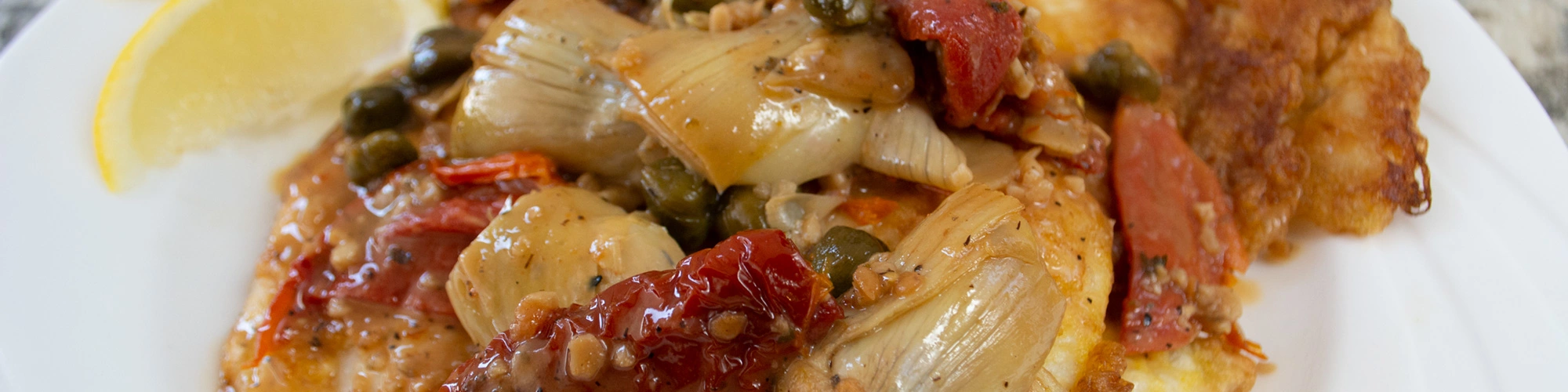 Pan Fried Flounder with Artichokes & Sun Dried Tomatoes