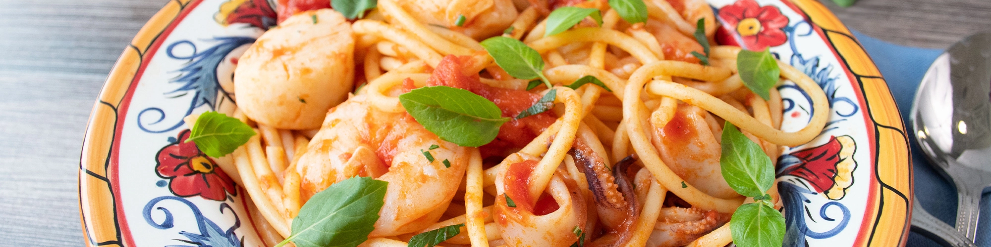 Spaghetti with Calamari, Scallops, and Shrimp