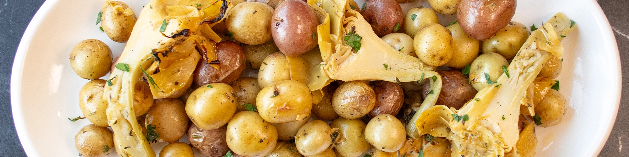 Roasted Artichokes & Baby Potatoes