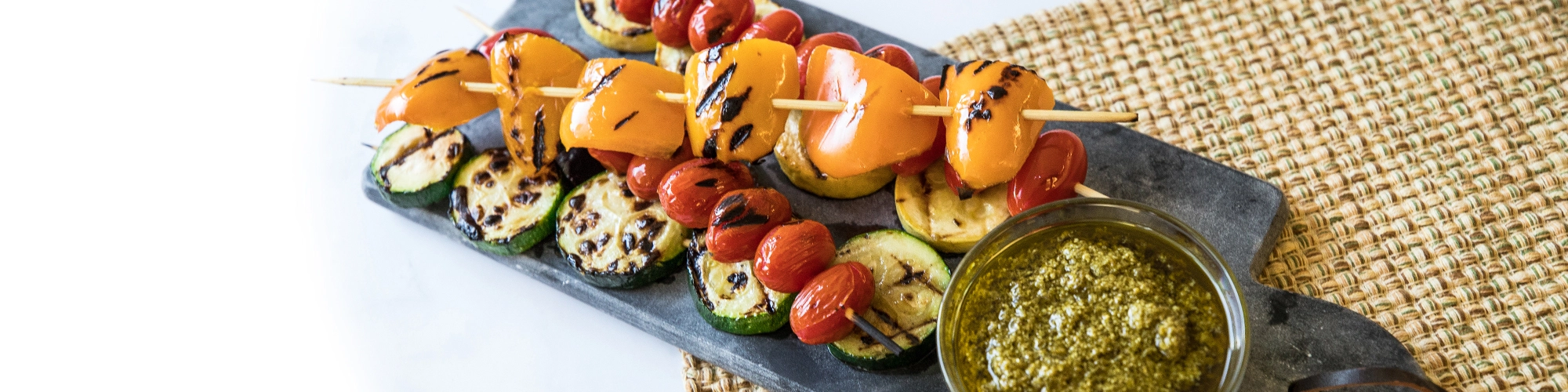 Grilled Pesto Vegetable Skewers