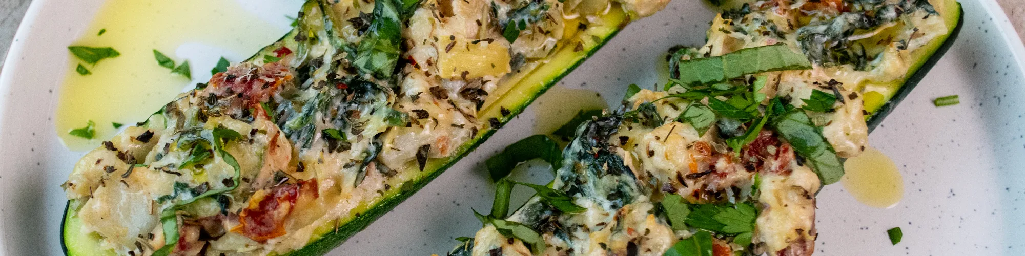 Spinach & Artichoke Zucchini Boats
