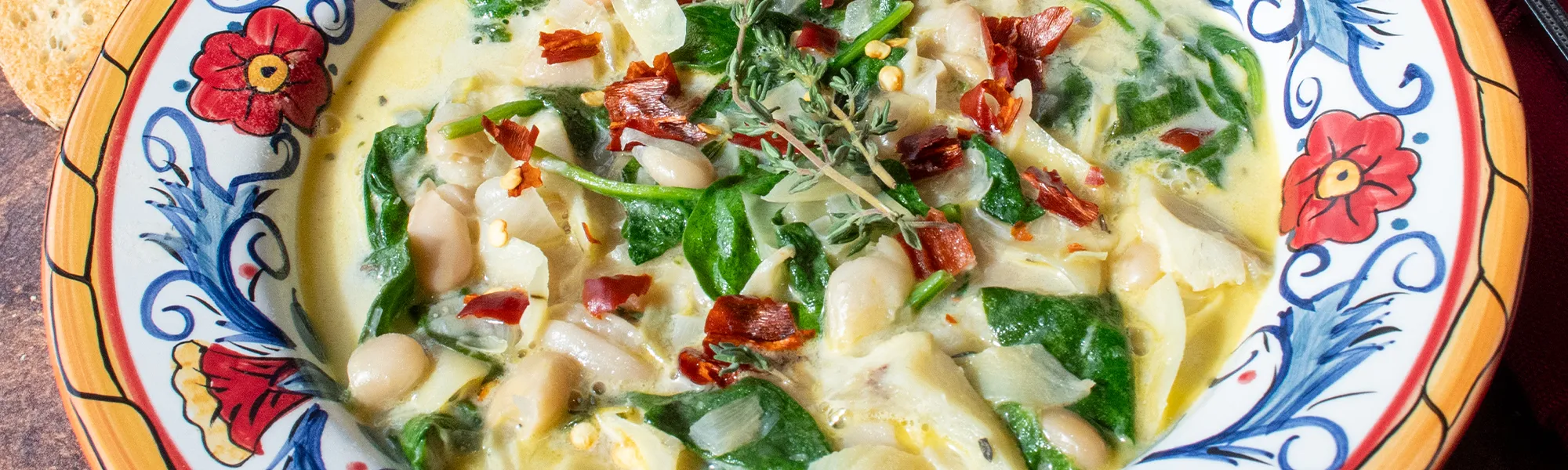 Spinach Artichoke Bean Skillet