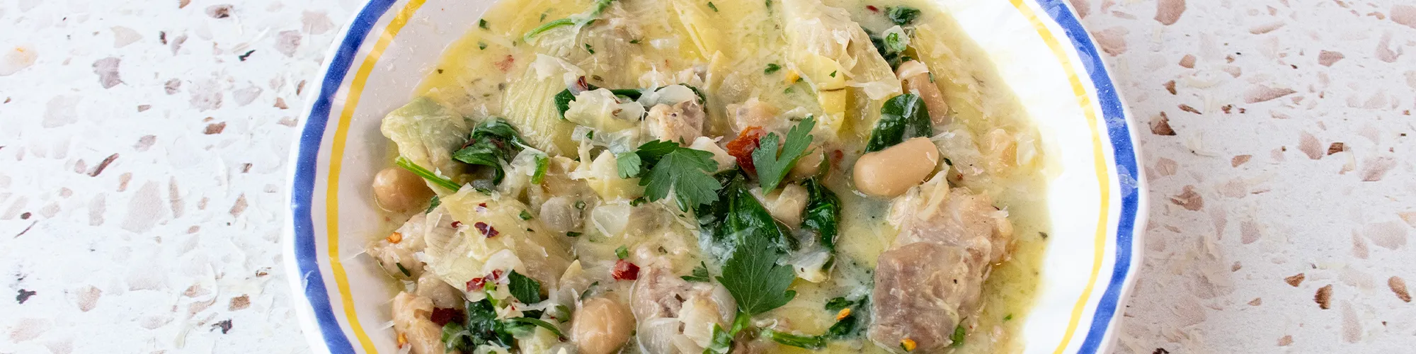 Spinach, Artichoke & Cannellini Bean Chicken Stew
