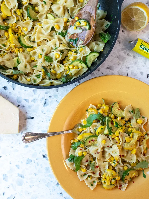 Zucchini, Corn, & Basil Farfalle