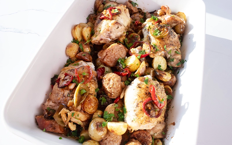 Chicken Scarpariello and Potatoes