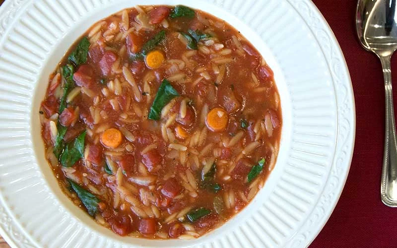 Italian Orzo Spinach Tomato Soup