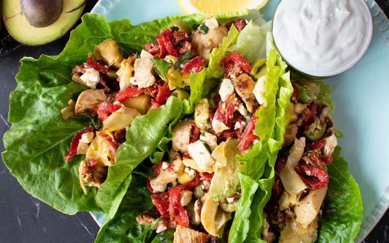 Mediterranean Chicken Lettuce Wrap