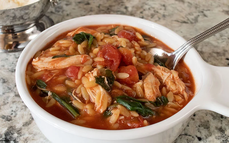 Aunt Carmella’s Quick Chicken Soup with Spinach