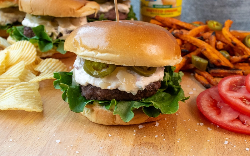Creamy Pimiento  JalapeÃ±o Burger