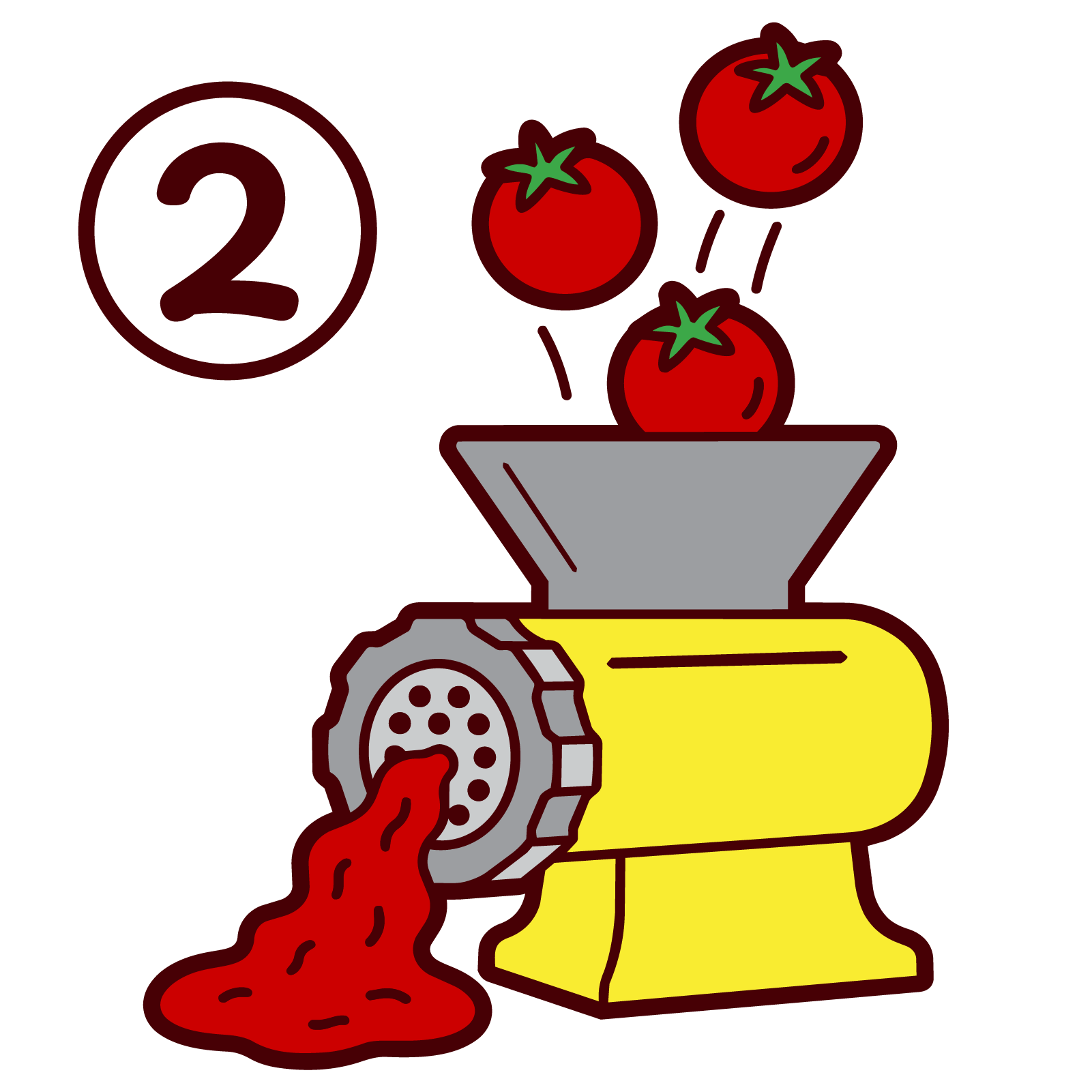 tomatoes going into grinder