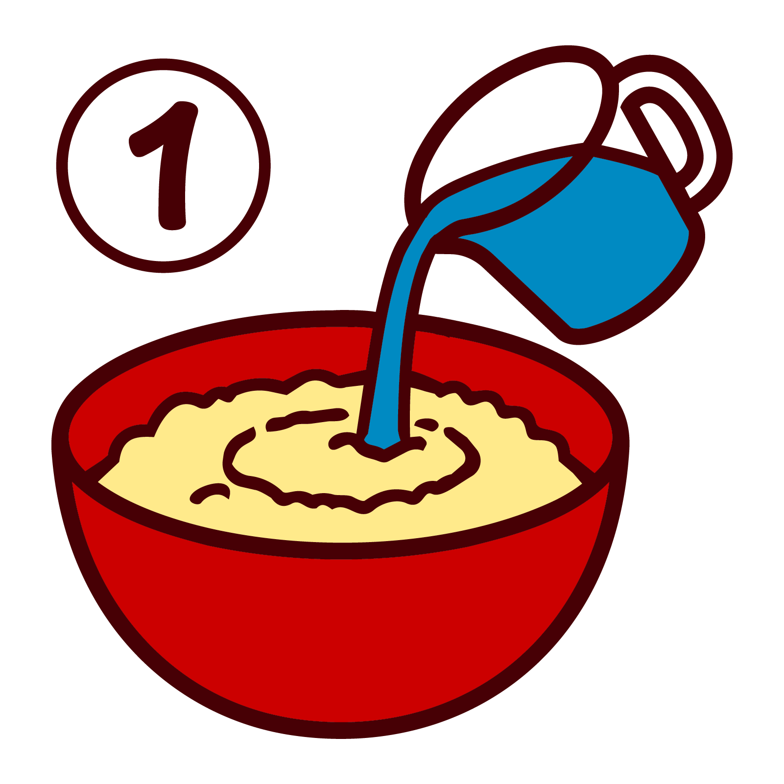 Illustration of water being added to a bowl