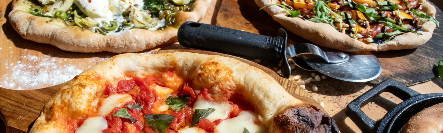 Selection of homemade pizzas
