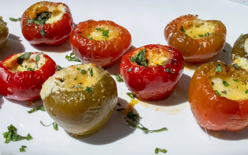 Goat Cheese & Panko Stuffed Cherry Peppers