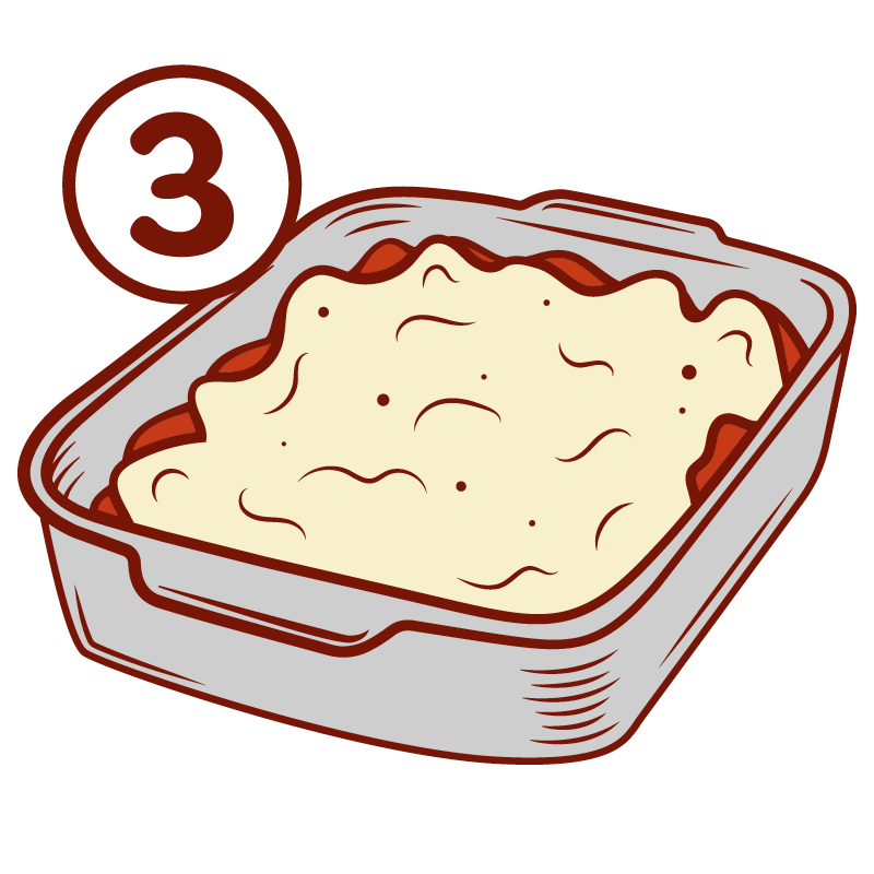 layering cheese on lasagne vector