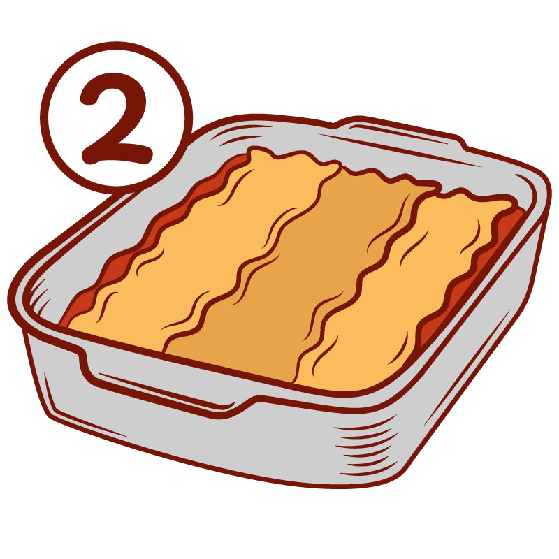 layering lasagne sheets on sauce vector
