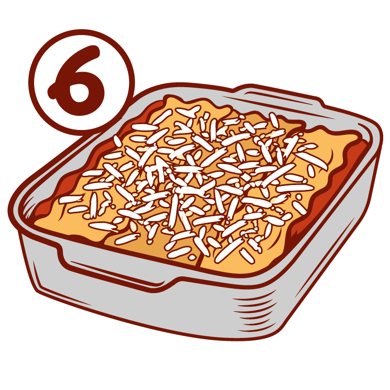 lasagne with cheese on top vector