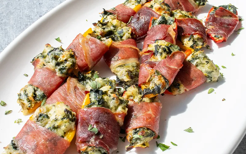 Prosciutto Wrapped Stuffed Sweet Peppers