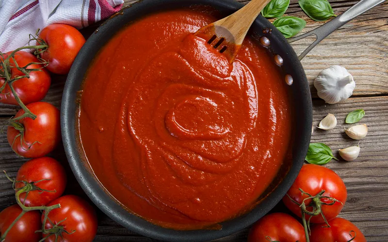 tomato sauce in a pan