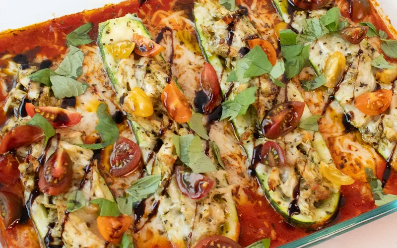 Chicken Stuffed Zucchini Boats