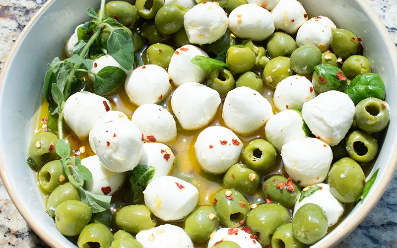Dirty Martini Marinated Mozzarella