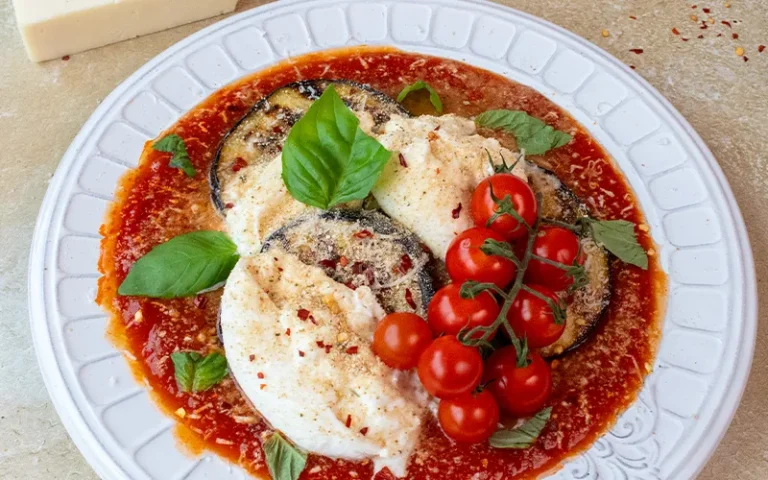 Grilled Eggplant Parmesan with Burrata